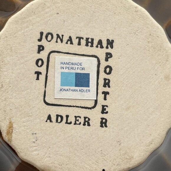 Jonathan Adler Pot Au Porter Original Collection Brown Glazed Ribbed Round Vase - Picture 7 of 9